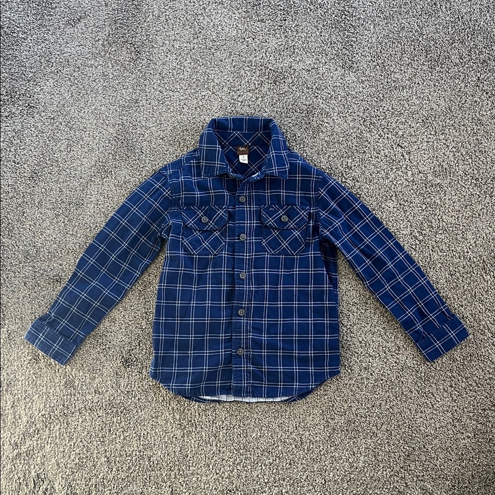 Tea Collection Blue Plaid Kids Button-Down Shirt